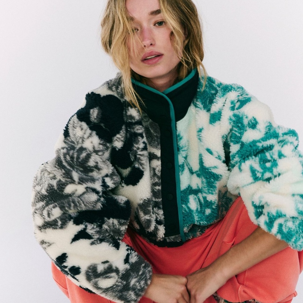 FP Movement Hit The Slopes Printed Fleece Jacket - Minty Fresh Duet Combo - Picture 2 of 9